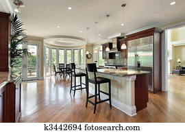 Kitchen with curved eating area Kitchen with curved eating area