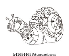 Steampunk style snail coloring book vector Steampunk style snail coloring book vector
