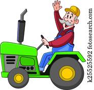 חקלאי, לנהוג, טרקטור