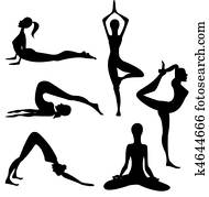 יוגה, צללית, -, וקטור