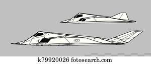 לוקהיד, f-117, nighthawk, &, ה, בעלת, כחול, טכנולוגיה, demonstrator., תאר, וקטור, ציור