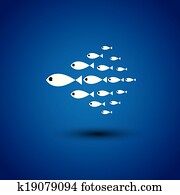 צבעוני, בית ספר, של, דגים, -, מנהיג, &, הנהגה, וקטור, גרפי