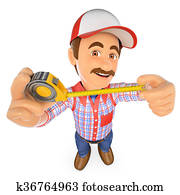 3D Handyman with with a tape measure 3D Handyman with with a tape measure