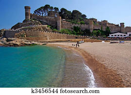 Castle view in Tossa de Mar, Costa Brava, Spain.