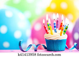 Colorful birthday cupcake Colorful birthday cupcake