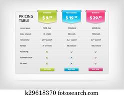 Colorful comparison pricing table template Colorful comparison pricing table template