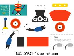 Cut and glue paper toy. Vector robot character for educational activity Cut and glue paper toy. Vector robot character for educational activity