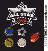 estrela, jogo, logotipo, emblem.