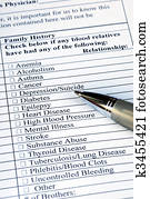 Filling the Family History section in the medical history questionnaire 
