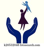 mãe criança, cuidado, vetorial