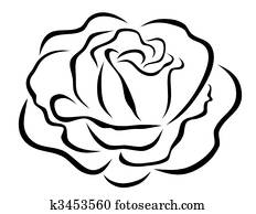 Clipart of black and white sketch of rose k7395673 - Search Clip Art