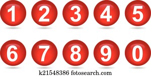 sammlung, von, zahlen, -, rot sammlung, von, zahlen, -, rot