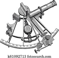 vektor, hoher, teilausschnitt, sextant, stich vektor, hoher, teilausschnitt, sextant, stich