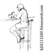 woman at the lunch in cafe