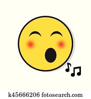 Yellow Smiling Face Singing Positive People Emotion Icon