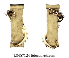 דרקון, ו, גלול, של, ישן, קלף