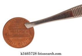 amerikanisch, pfennig, wesen, gekniffen, mit, paar, von, pinzette, -, begriff, von, pfennig kneifen