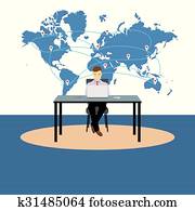 Businessman sitting at the table.