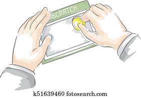Hands Business Man Scratch Card Illustration