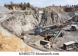 mineração, em, a, pedreira