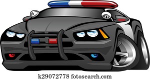 polícia, músculo, car, caricatura, Illustrat