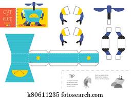 schneiden, und, klebstoff, roboter, spielzeug, vektor, illustration,, worksheet. schneiden, und, klebstoff, roboter, spielzeug, vektor, illustration,, worksheet.