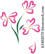 Still-life with pink flowers as heart-form