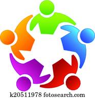 Teamwork diversity people logo