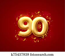 חגיגי, טקס, balloons,, 90th, מספרים, balloons., וקטור