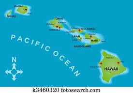 מפה, של, הוואי