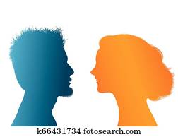 African American カップル プロフィール シルエット Isolated ベクトル クリップアート 切り張り イラスト 絵画 集 K Fotosearch