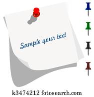 Blank memo paper with colorful pins