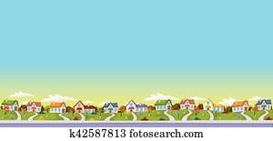 Colorful houses in suburb neighborhood. Colorful houses in suburb neighborhood.