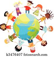 crianças, de, mundo