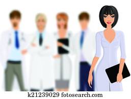 Doctor with medical staff