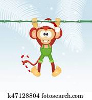 funny monkey at Christmas