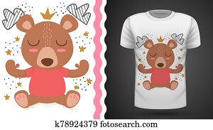 ours peluche, -, idée, pour, impression, t-shirt