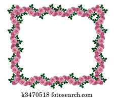 Pink roses garland border Pink roses garland border