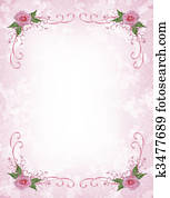 Pink roses Invitation border Pink roses Invitation border