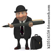 The businessman with the writing handle