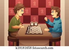 Two kids playing chess