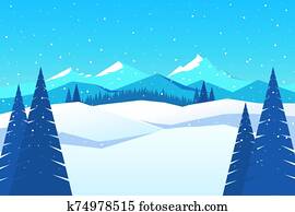 חורף, נוף של הר