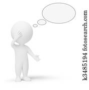 3d, piccolo, persone, -, pensare