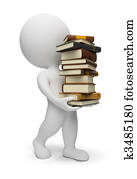 3d small people - carrying books