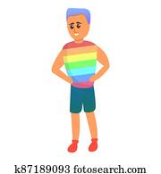 Blue hair gay icon, cartoon style Blue hair gay icon, cartoon style