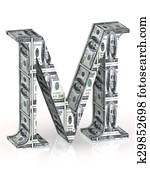 brief m, honderd, dollar, wrapped.