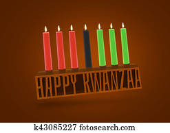 feliz, kwanzaa, símbolo, desenho, ilustração, ligado, marrom, experiência., re