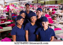 group of textile factory workers