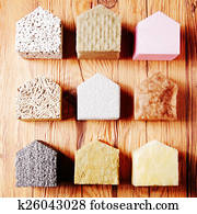 Model Houses with Various insulation on the Table Model Houses with Various insulation on the Table