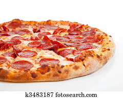Pepperoni pizza  on a white background